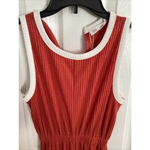 Zara Orange Ribbed Jumpsuit With White Rim Sleeveless Size 13-14